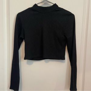 Nasty Gal Ribbed Black Cropped Turtleneck